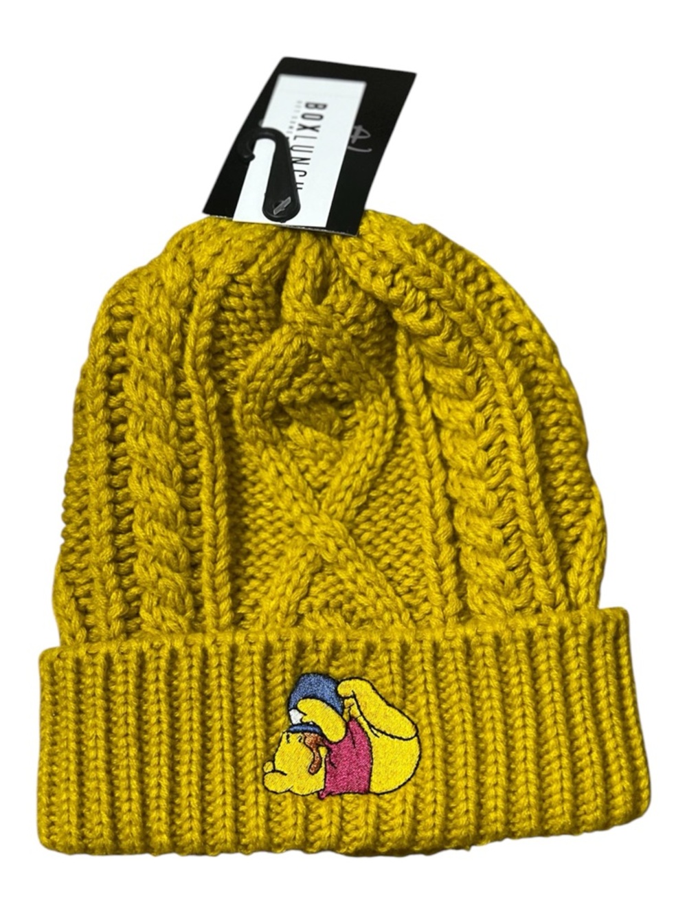NWT Disney Winnie the Pooh Cable Knit Mustard Beanie Hat